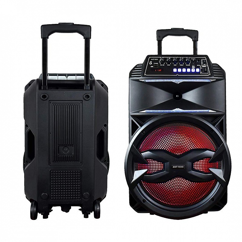 Ant Audio Rock 1000 Trolley Party Speaker with Karaoke with FM Radio, Micro SD Card, USB, Wired & Wireless Mic Subwoofer