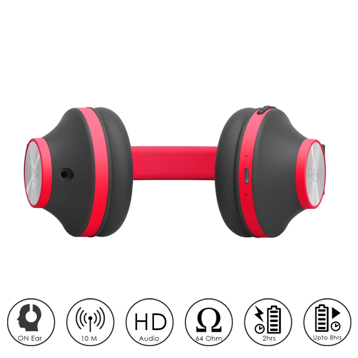 Ant Audio Treble H82 On Ear Bluetooth Headphone with Mic (Black Red)