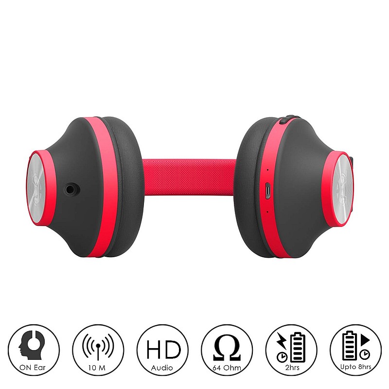 Ant Audio Treble H82 On Ear Bluetooth Headphone with Mic (Black Red)