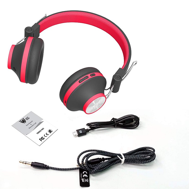 Ant Audio Treble H82 On Ear Bluetooth Headphone with Mic (Black Red)