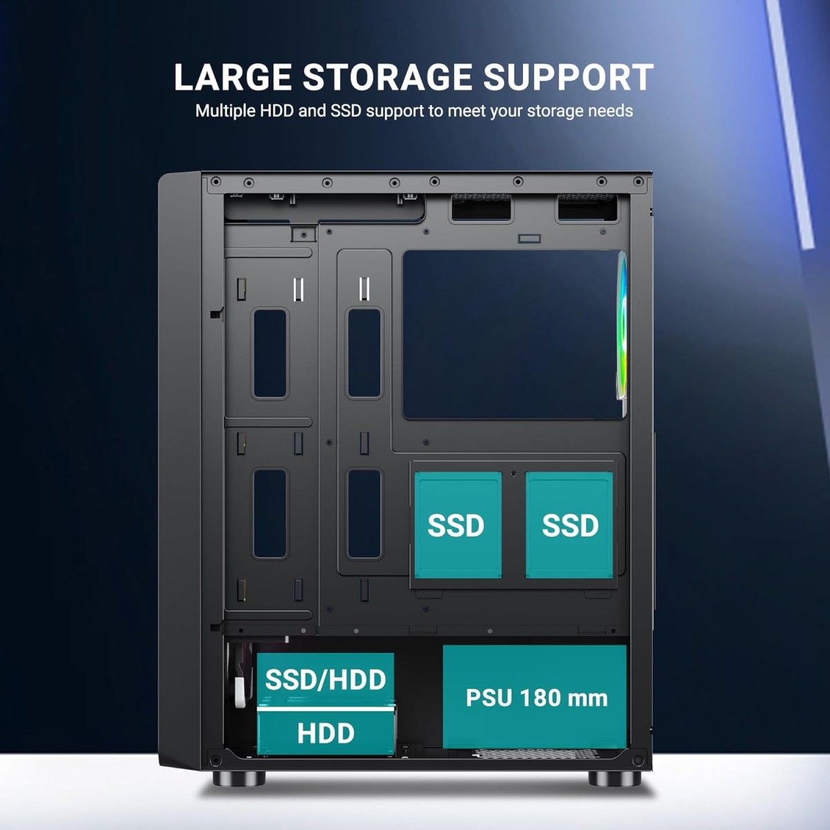 Ant Esports 211 Air Mid-Tower Computer Case/Gaming Cabinet - Black | Support ATX, M-ATX, ITX | Pre-Installed 3 x 120mm ARGB Front Fan & 1 x 120mm ARGB Rear Fan