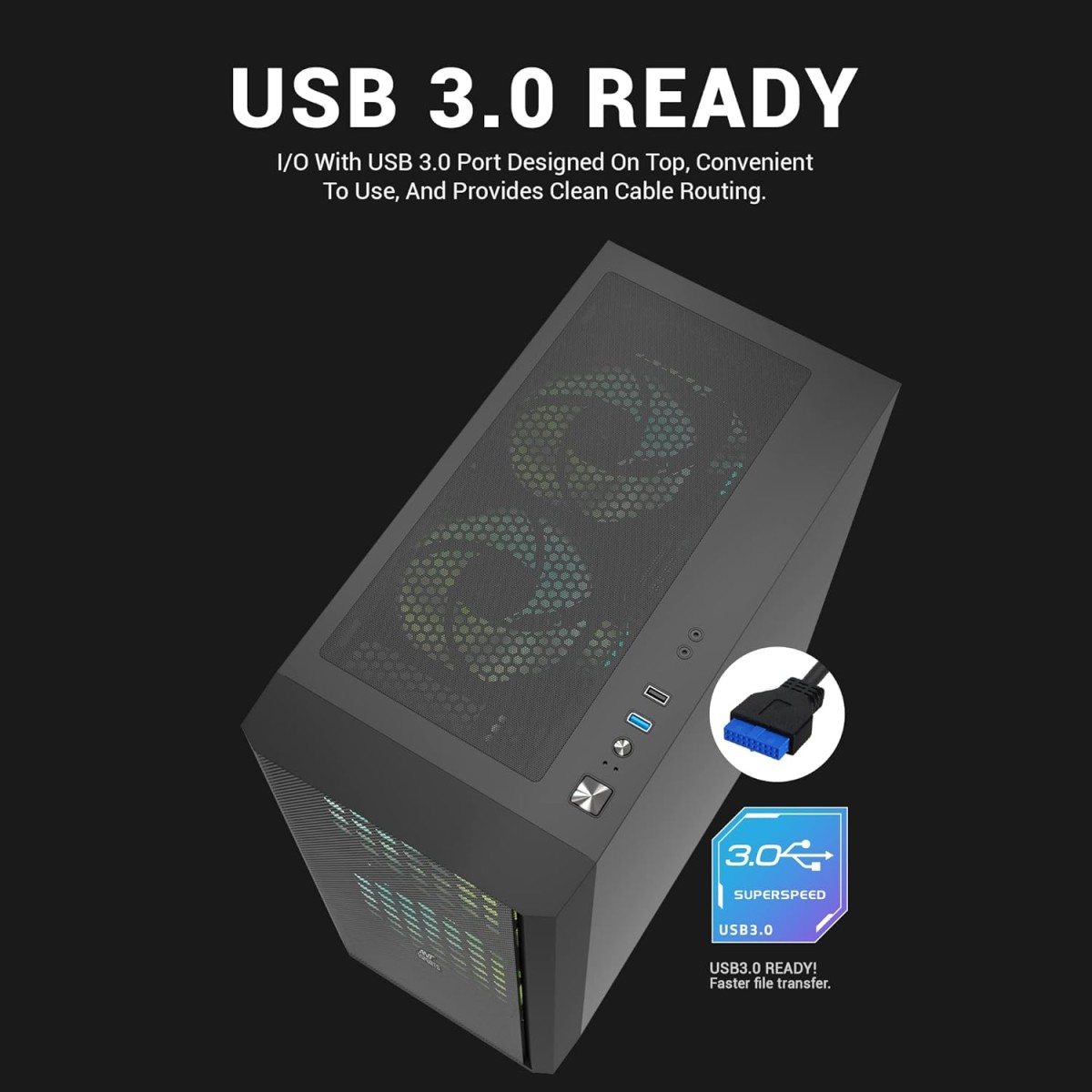 Ant Esports 250 Air Mid- Tower Computer Case/Gaming Cabinet - Black | Support - ATX, M-ATX, ITX | Pre-Installed 3 x 120mm Front Fans