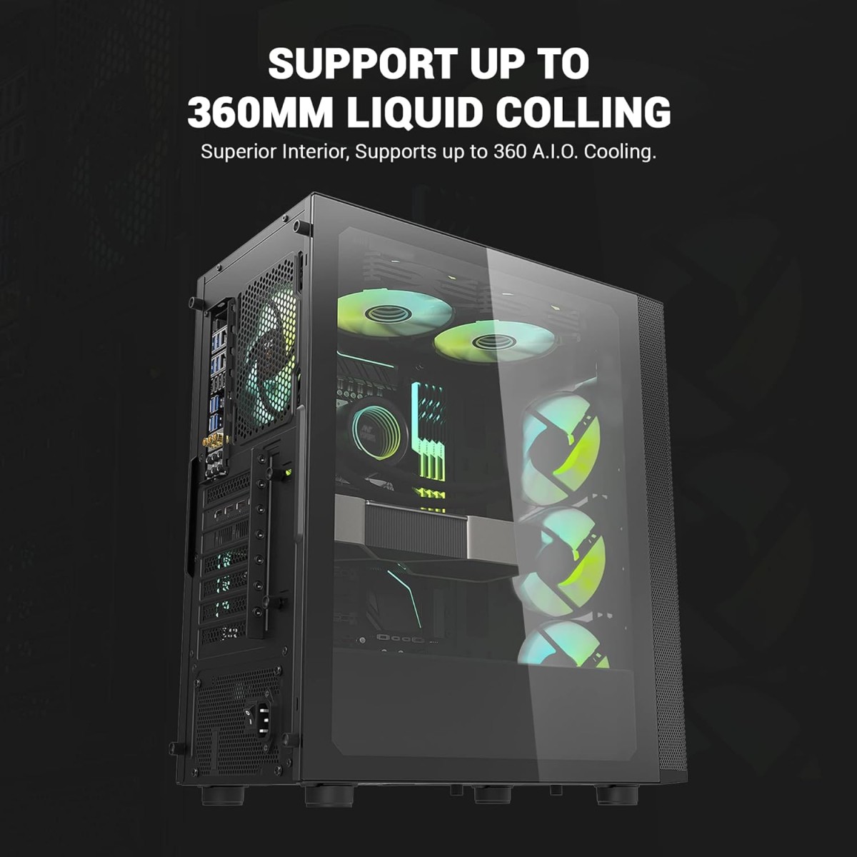 Ant Esports 250 Air Mid- Tower Computer Case/Gaming Cabinet - Black | Support - ATX, M-ATX, ITX | Pre-Installed 3 x 120mm Front Fans