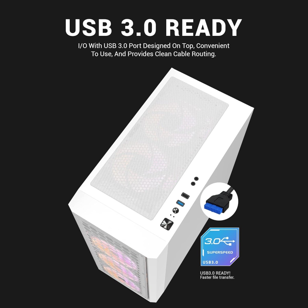 Ant Esports 250 Air Mid- Tower Computer Case/Gaming Cabinet - White | Support - ATX, M-ATX, ITX | Pre-Installed 3 x 120mm Front Fans