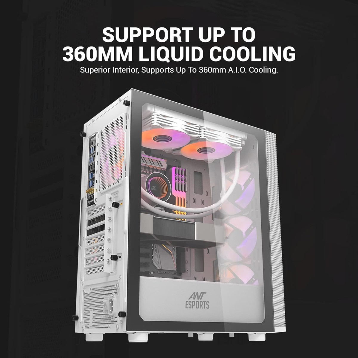 Ant Esports 250 Air Mid- Tower Computer Case/Gaming Cabinet - White | Support - ATX, M-ATX, ITX | Pre-Installed 3 x 120mm Front Fans