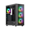 Ant Esports 411 Air Mid-Tower Gaming Case - Black | Supports E-ATX, M-ATX, ITX | Pre-Installed 3 x 120mm ARGB Front Fans & 1 x 120mm ARGB Rear Fan