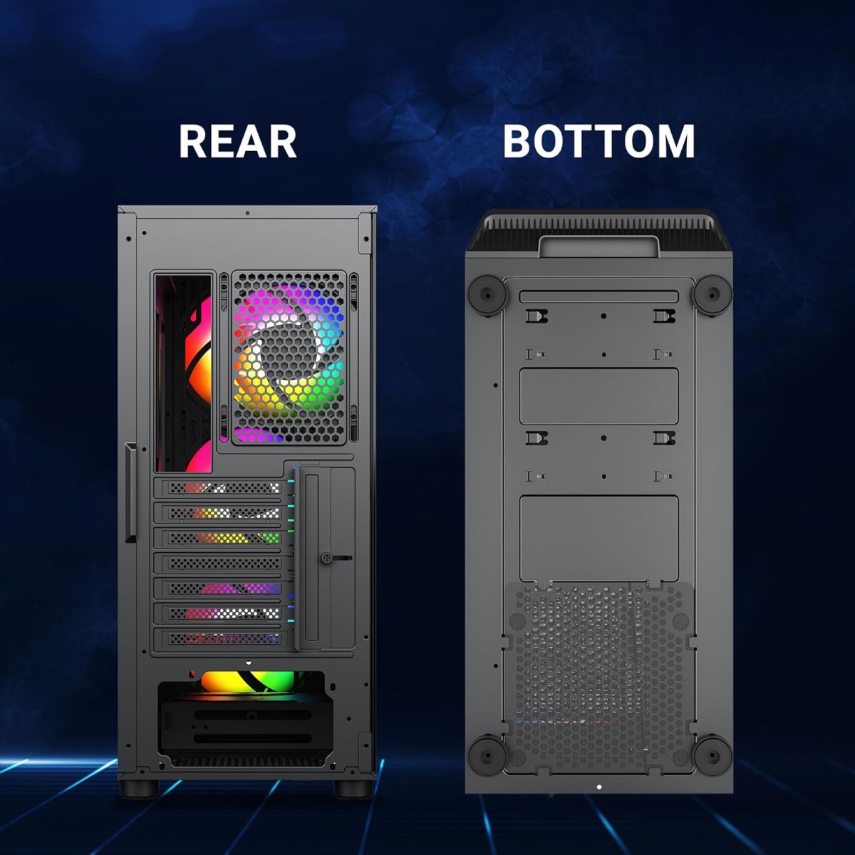 Ant Esports 411 Air Mid-Tower Gaming Case - Black | Supports E-ATX, M-ATX, ITX | Pre-Installed 3 x 120mm ARGB Front Fans & 1 x 120mm ARGB Rear Fan