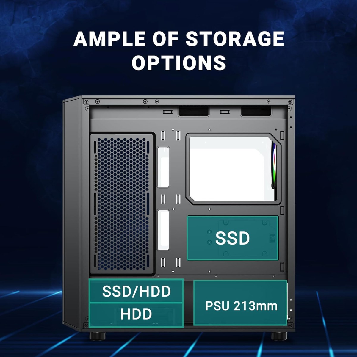 Ant Esports 411 Air Mid-Tower Gaming Case - Black | Supports E-ATX, M-ATX, ITX | Pre-Installed 3 x 120mm ARGB Front Fans & 1 x 120mm ARGB Rear Fan