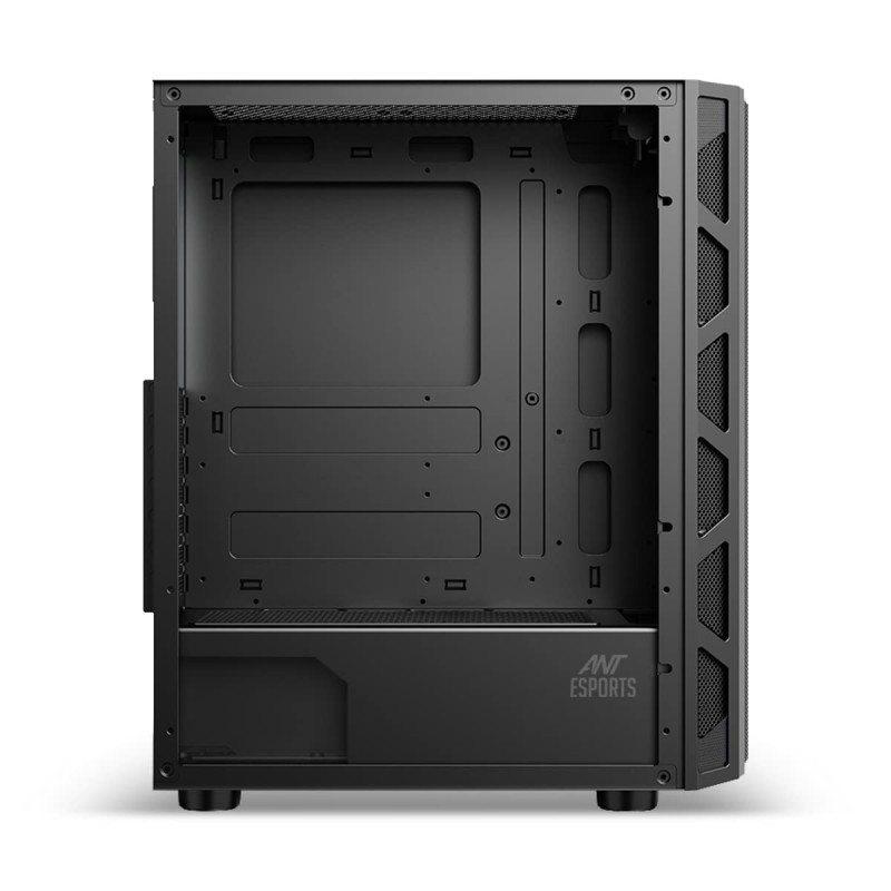 Ant Esports 510 AIR Mid Tower Gaming Cabinet Computer Case Supports E-ATX, ATX, Micro-ATX, Mini-ITX Motherboard Sliding Tempered Glass Side Panel, 3x120 mm ARGB Front 1x120 mm ARGB Rear Fans, Black