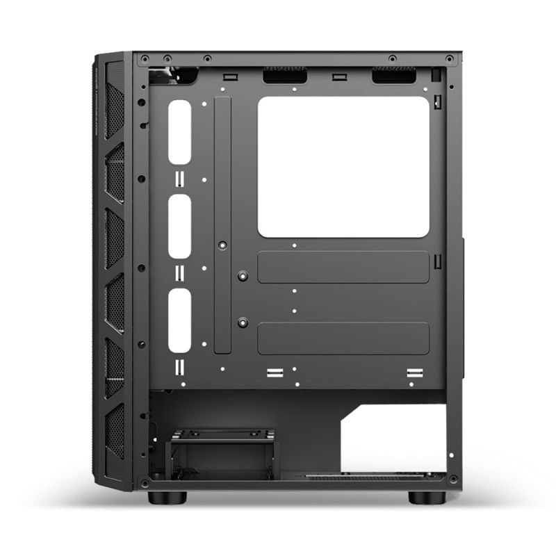 Ant Esports 510 AIR Mid Tower Gaming Cabinet Computer Case Supports E-ATX, ATX, Micro-ATX, Mini-ITX Motherboard Sliding Tempered Glass Side Panel, 3x120 mm ARGB Front 1x120 mm ARGB Rear Fans, Black