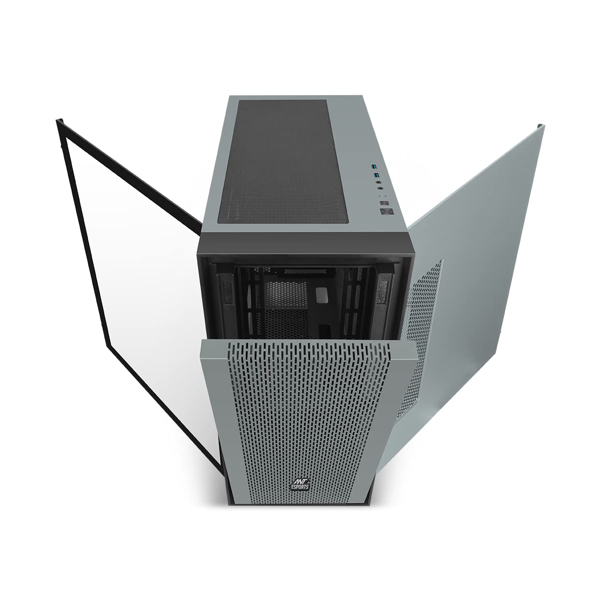 Ant Esports 690 Air Mid- Tower Computer Case/Gaming Cabinet - Black/Grey | Supports E-ATX, ATX, Micro-ATX, Mini-ITX | Pre-Installed 3 x 120mm ARGB Fans in Front