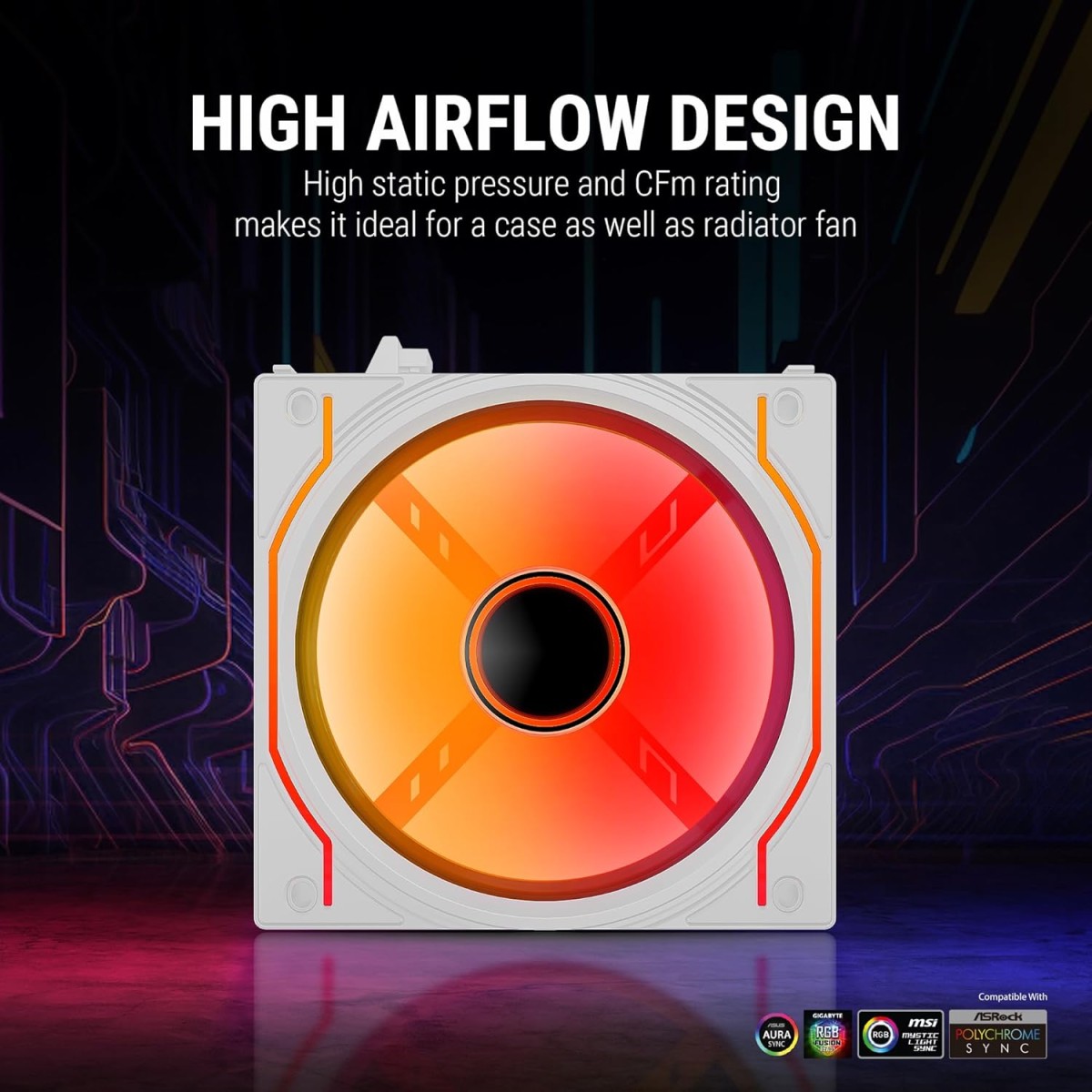 Ant Esports Crystaflow 3 in 1 120mm ARGB Case Fan Kit with ARGB Controller, 2000 RPM, 58.23 CFM Airflow - White