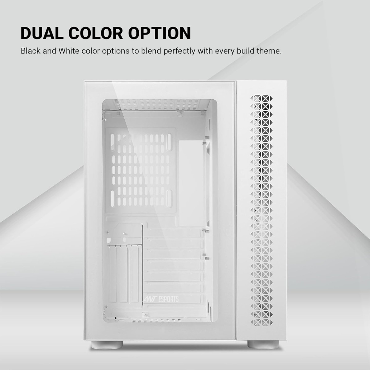 Ant Esports Crystal Mini-Tower Computer Case/Gaming Cabinet - White | Support E-ATX, ATX, Micro-ATX, Mini-ITX | Pre-Installed 3 Side Fans and 1 Rear Fan