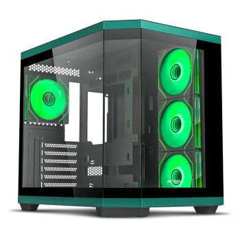 Ant Esports Crystal X11 Mid-Tower High End Computer Case/Gaming Cabinet - Green Black | Support ATX, Micro-ATX, Mini-ITX | Pre-Installed 4 x 120 mm ARGB Fan