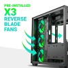 Ant Esports Crystal X11 Mid-Tower High End Computer Case/Gaming Cabinet - Green Black | Support ATX, Micro-ATX, Mini-ITX | Pre-Installed 4 x 120 mm ARGB Fan