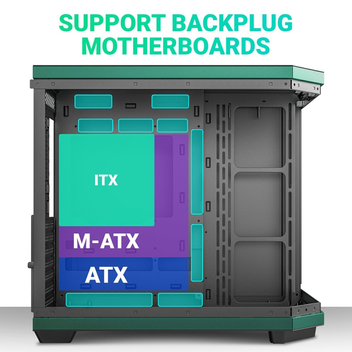 Ant Esports Crystal X11 Mid-Tower High End Computer Case/Gaming Cabinet - Green Black | Support ATX, Micro-ATX, Mini-ITX | Pre-Installed 4 x 120 mm ARGB Fan