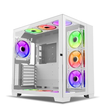 Ant Esports Crystal XL Mid-Tower Computer Case/Gaming Cabinet - White | Support ATX, Micro-ATX, Mini-ITX | Pre-Installed 3 Side Fans and 1 Rear Fan
