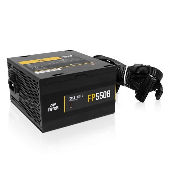 Ant Esports FB550B 80 Plus Bronze Certified Non Modular Gaming Power Supply/PSU for PC with Flat Black Cables and Silent Fan