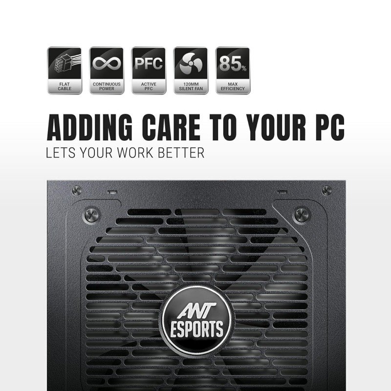 Ant Esports FP750B 80 Plus Bronze Certified Non Modular Gaming Power Supply/PSU with Active PFC, Flat Black Cables and Silent Fan Ant Esports FP750B 80 Plus Bronze Certified Non Modular Gaming Power Supply/PSU with Active PFC, Flat Black Cables and Silent Fan