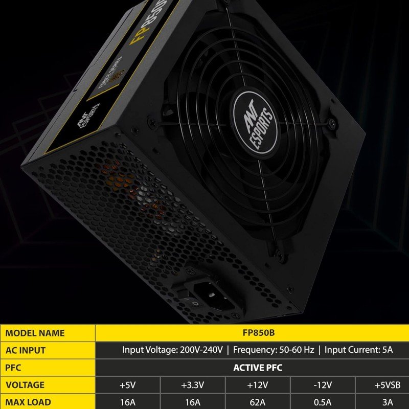Ant Esports FP750B 80 Plus Bronze Certified Non Modular Gaming Power Supply/PSU with Active PFC, Flat Black Cables and Silent Fan Ant Esports FP750B 80 Plus Bronze Certified Non Modular Gaming Power Supply/PSU with Active PFC, Flat Black Cables and Silent Fan