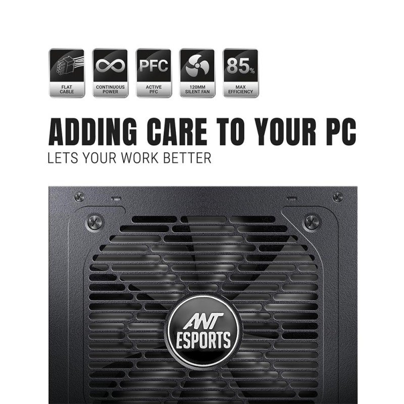 Ant Esports FP750B 80 Plus Bronze Certified Non Modular Gaming Power Supply/PSU with Active PFC, Flat Black Cables and Silent Fan Ant Esports FP750B 80 Plus Bronze Certified Non Modular Gaming Power Supply/PSU with Active PFC, Flat Black Cables and Silent Fan