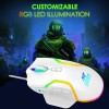Ant Esports GM320 RGB Optical Wired Gaming Mouse | 8 Programmable Buttons | 12800 DPI I Ergonomic Design with Braided Cable - White