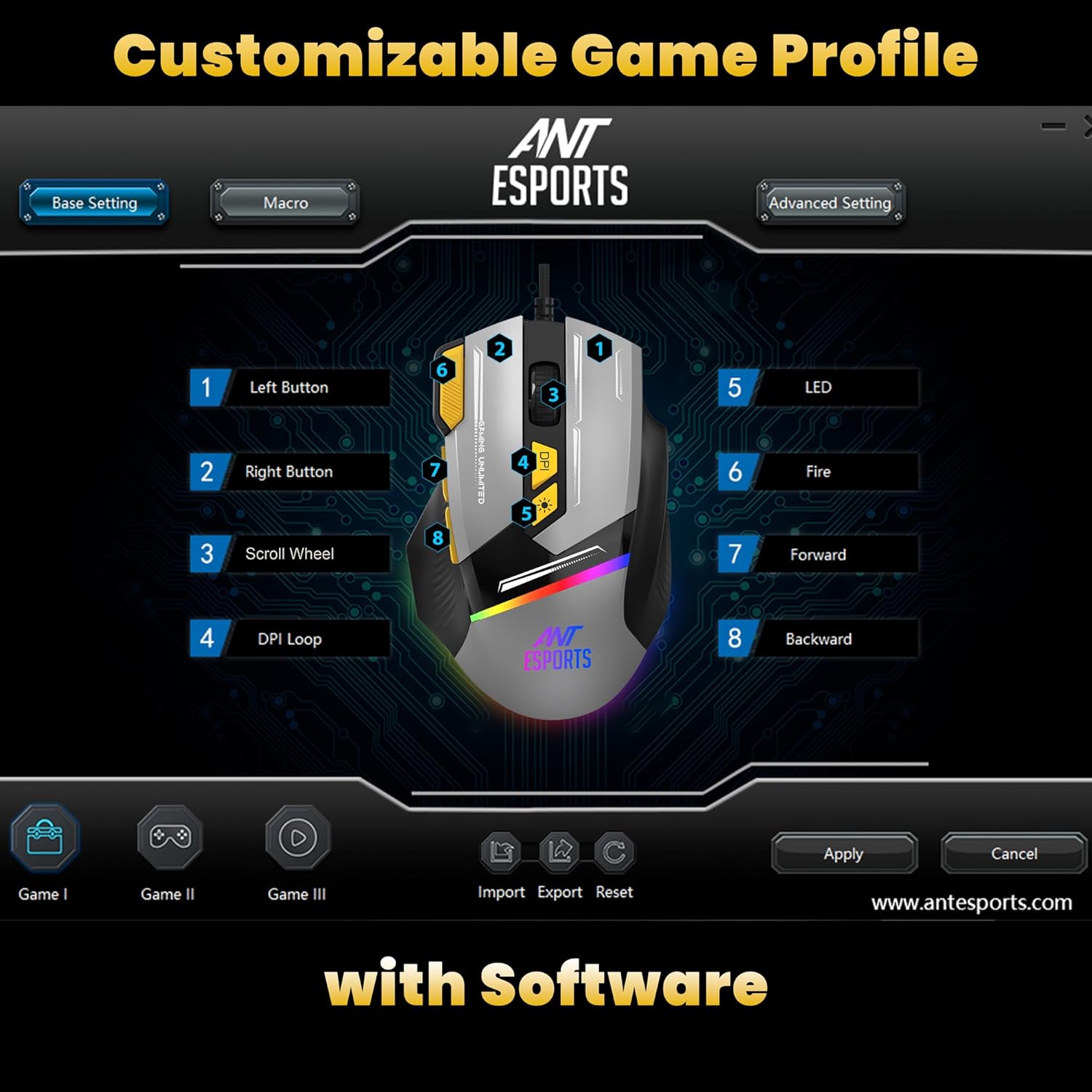 Ant Esports GM333 RGB Wired High End Optical Ergonomic Gaming Mouse ...