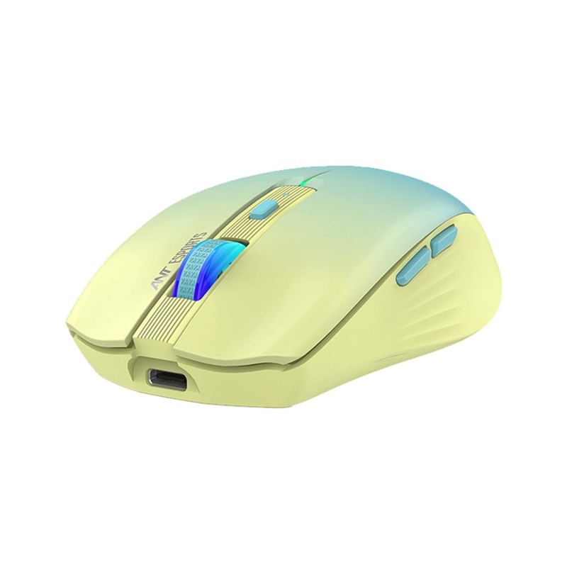 Ant Esports GM400W RGB Wireless Gaming Mouse, Stylish Mouse for Ultimate Gaming, Upto 3200 DPI, 6 Buttons Durable Switches, Dual Color Candy Design - Dull Yellow, Aqua