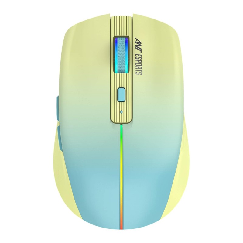 Ant Esports GM400W RGB Wireless Gaming Mouse, Stylish Mouse for Ultimate Gaming, Upto 3200 DPI, 6 Buttons Durable Switches, Dual Color Candy Design - Dull Yellow, Aqua