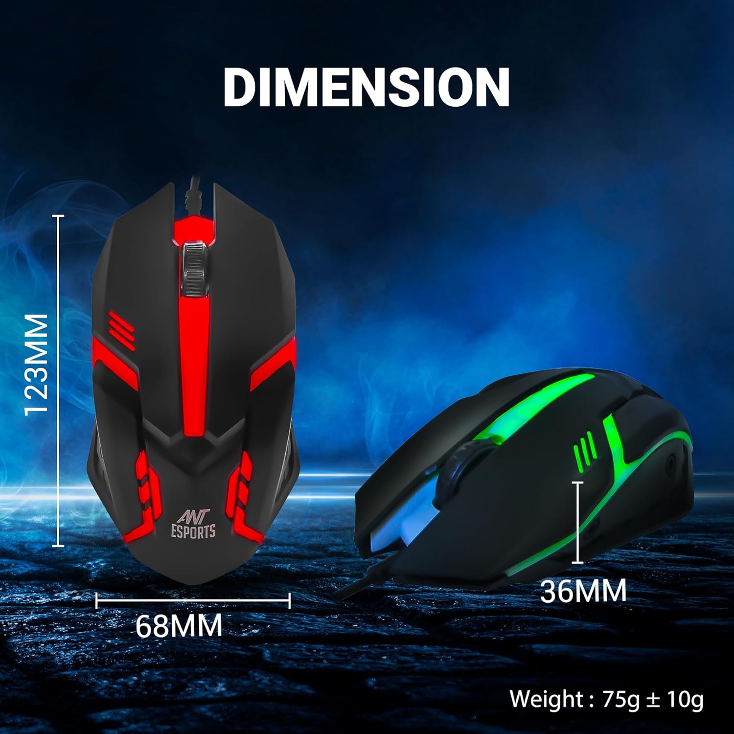 Ant Computer Mouse Ant Esports GM45 Gaming Mouse, USB Optical Computer Mice with Rainbow ...