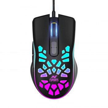 Ant Esports GM80 USB RGB Wired 6 Programmable Buttons, 3200 DPI Adjustable, Optical Gamer Gaming Mice Gaming Mouse with Multicolour LED Lights - Black