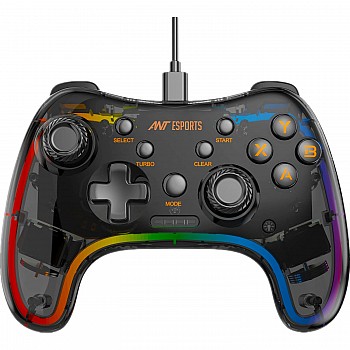 Ant Esports GP110R Wired Game-Pad with Neon RGB, Support PS3, N-Switch Gaming Console, PC, Android tv Set, Android Media Box, D-Input & X-Input Mode for Windows System