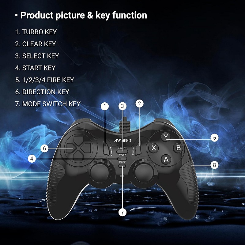 Ant Esports GP115 Wired Gamepad, Compatible for PC & Laptop Computer (All Windows Systems) / PS3 / Android TV Set/Media Box - Black