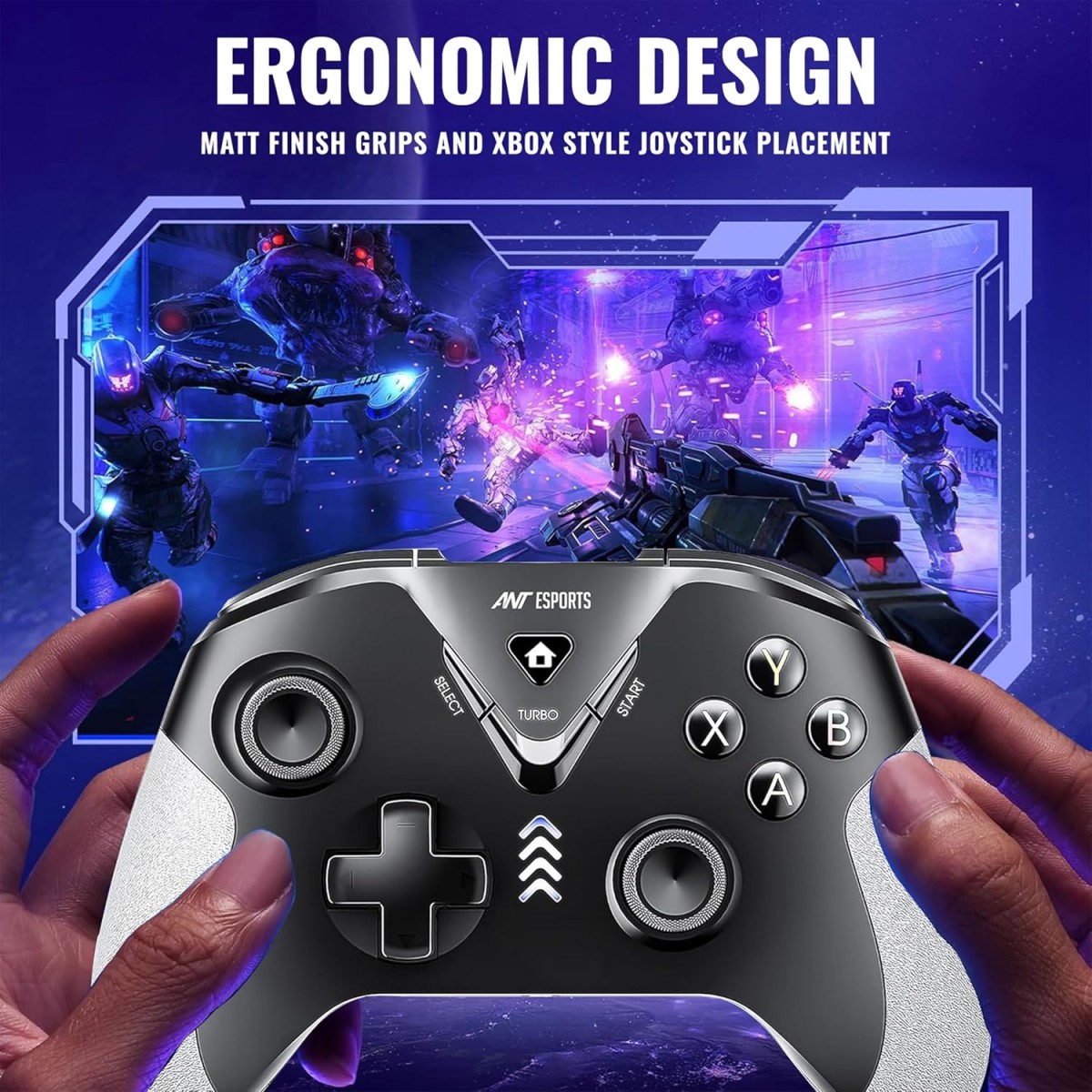Ant Esports GP365 Pro Wireless Controller with Hall Effect Magnetic Triggers for PC/PS3/Android, 2.4G Connectivity (Black/Grey) Ant Esports GP365 Pro Wireless Controller with Hall Effect Magnetic Triggers for PC/PS3/Android, 2.4G Connectivity (Black/Grey)