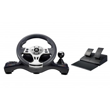 Ant Esports GW190 Race Steering Wheel, Universal USB I 270 Degree rotation with 2 Large Pedals and Shifter Compatible for PC, Xbox One,Xbox Series X/S,PS4,PS3,Nintendo Switch& Android TV–Black Silver