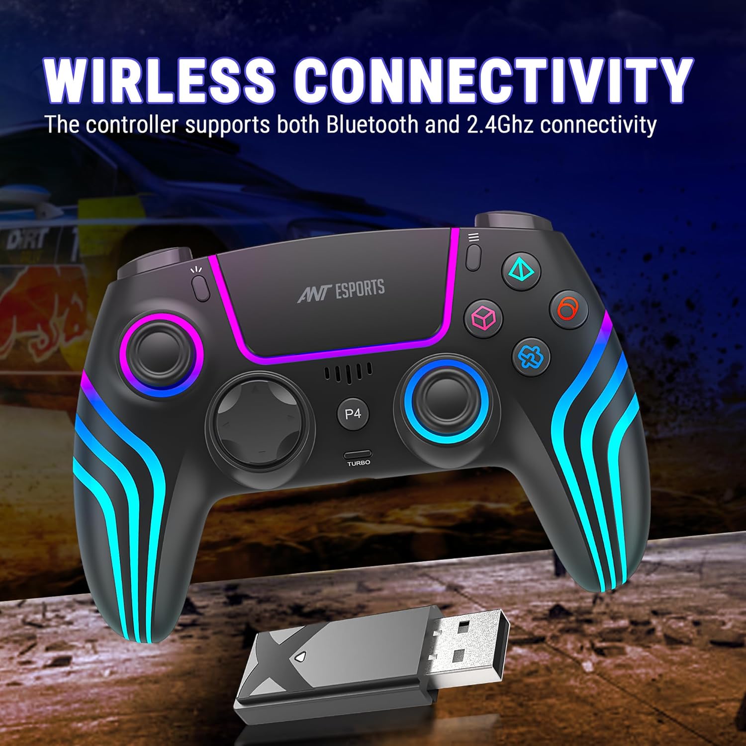 Ant Esports Gp400 Rgb Wireless Controller For Pc / Ps4 / Ps3 / Switch ...
