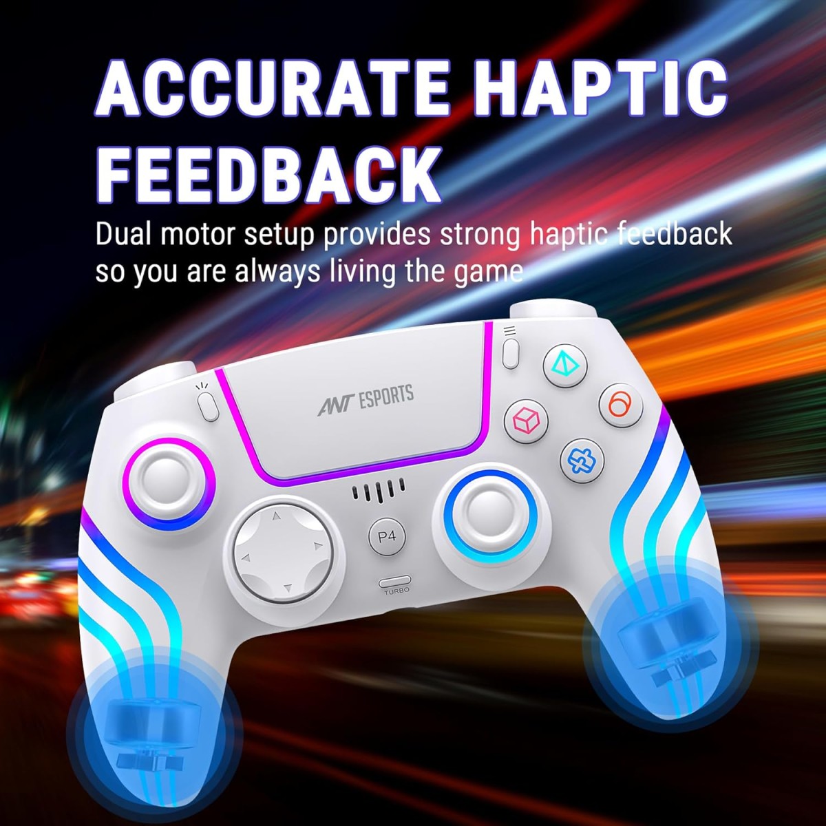 Ant Esports Gp400 Rgb Wireless Controller For Pc / Ps4 / Ps3 / Switch/Android/Ios With Double Shock, Six- Axis Sensor, Turbo Function, Upto 12 Hrs. Play Time, 1000Mah Battery Black