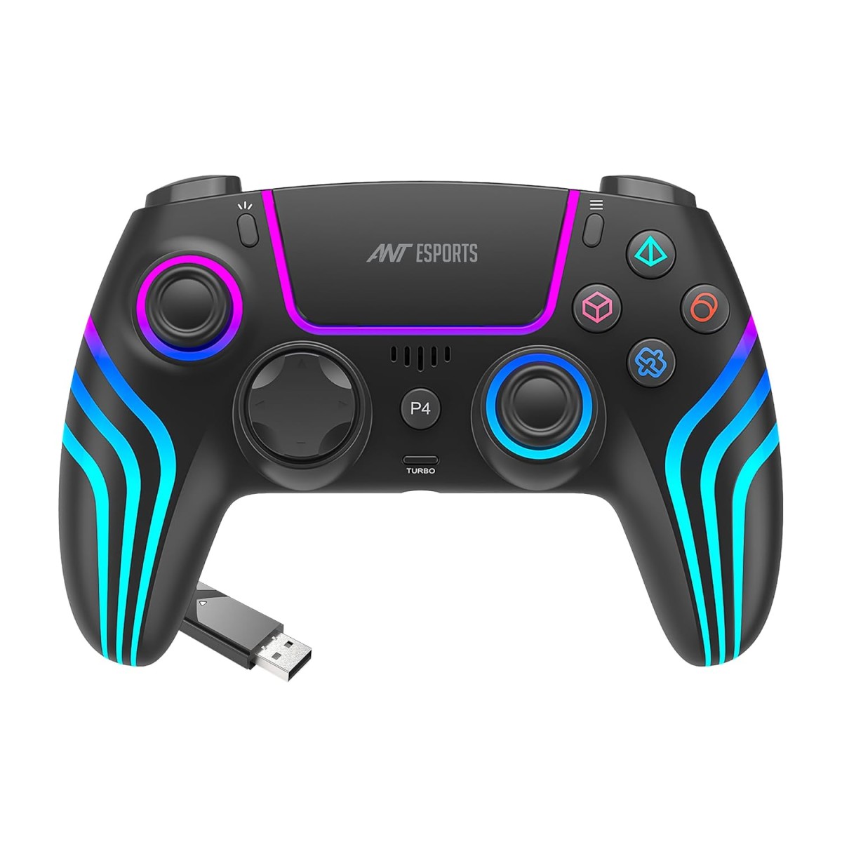 Ant Esports Gp400 Rgb Wireless Controller For Pc / Ps4 / Ps3 / Switch/Android/Ios With Double Shock, Six- Axis Sensor, Turbo Function, Upto 12 Hrs. Play Time, 1000Mah Battery Black