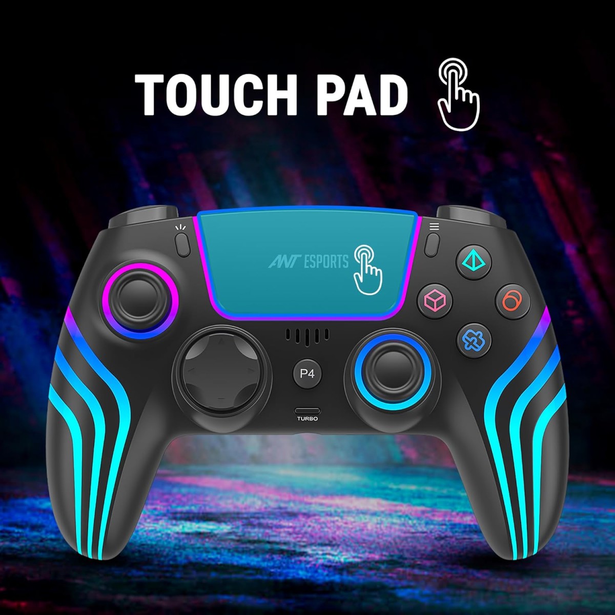 Ant Esports Gp400 Rgb Wireless Controller For Pc / Ps4 / Ps3 / Switch/Android/Ios With Double Shock, Six- Axis Sensor, Turbo Function, Upto 12 Hrs. Play Time, 1000Mah Battery Black