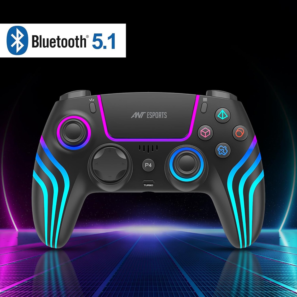 Ant Esports Gp400 Rgb Wireless Controller For Pc / Ps4 / Ps3 / Switch/Android/Ios With Double Shock, Six- Axis Sensor, Turbo Function, Upto 12 Hrs. Play Time, 1000Mah Battery Black