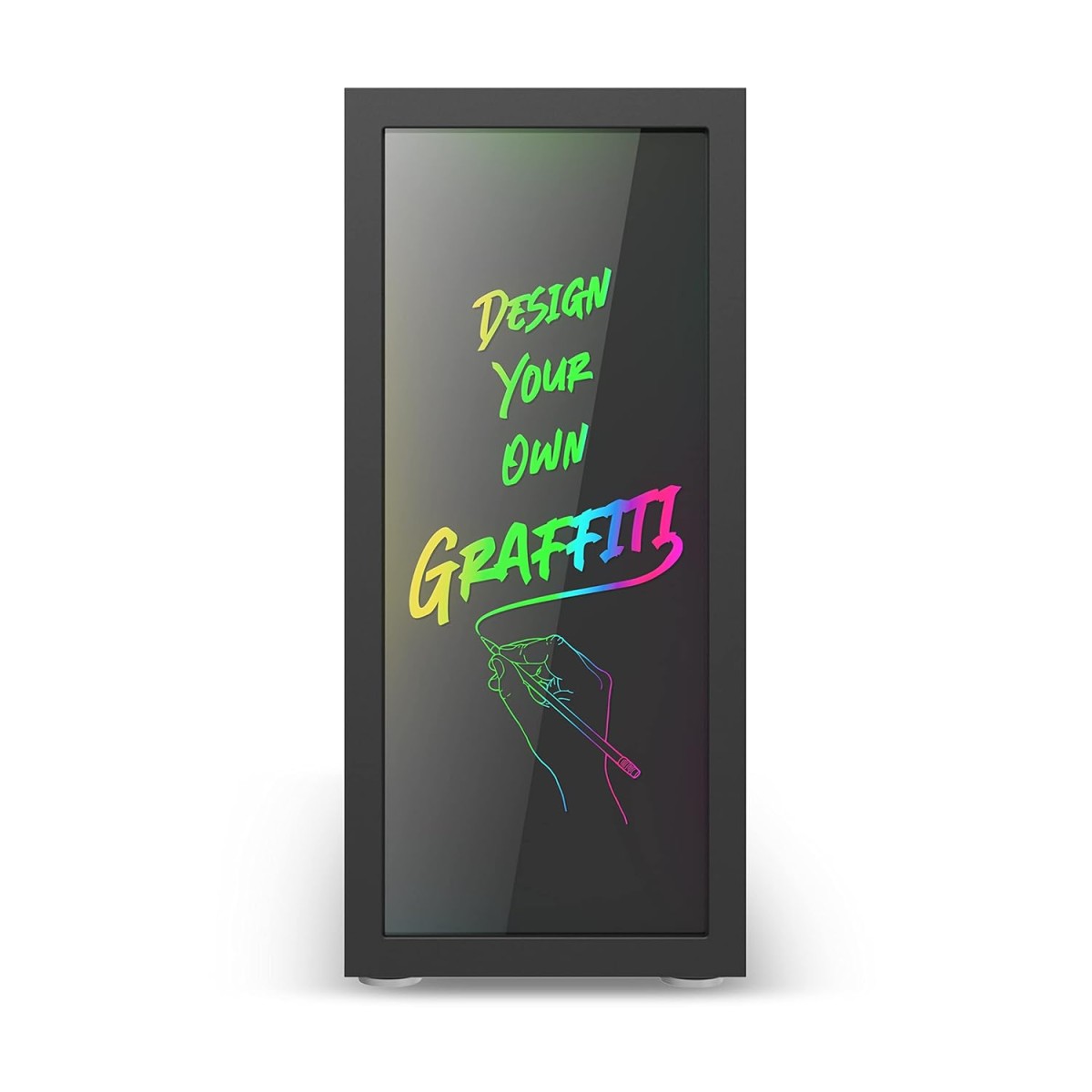 Ant Esports Graffiti Mid- Tower Computer Case/Gaming Cabinet - Black | Supports ATX, Micro-ATX, Mini-ITX | Pre-Installed 1 x 120mm Rear Fan