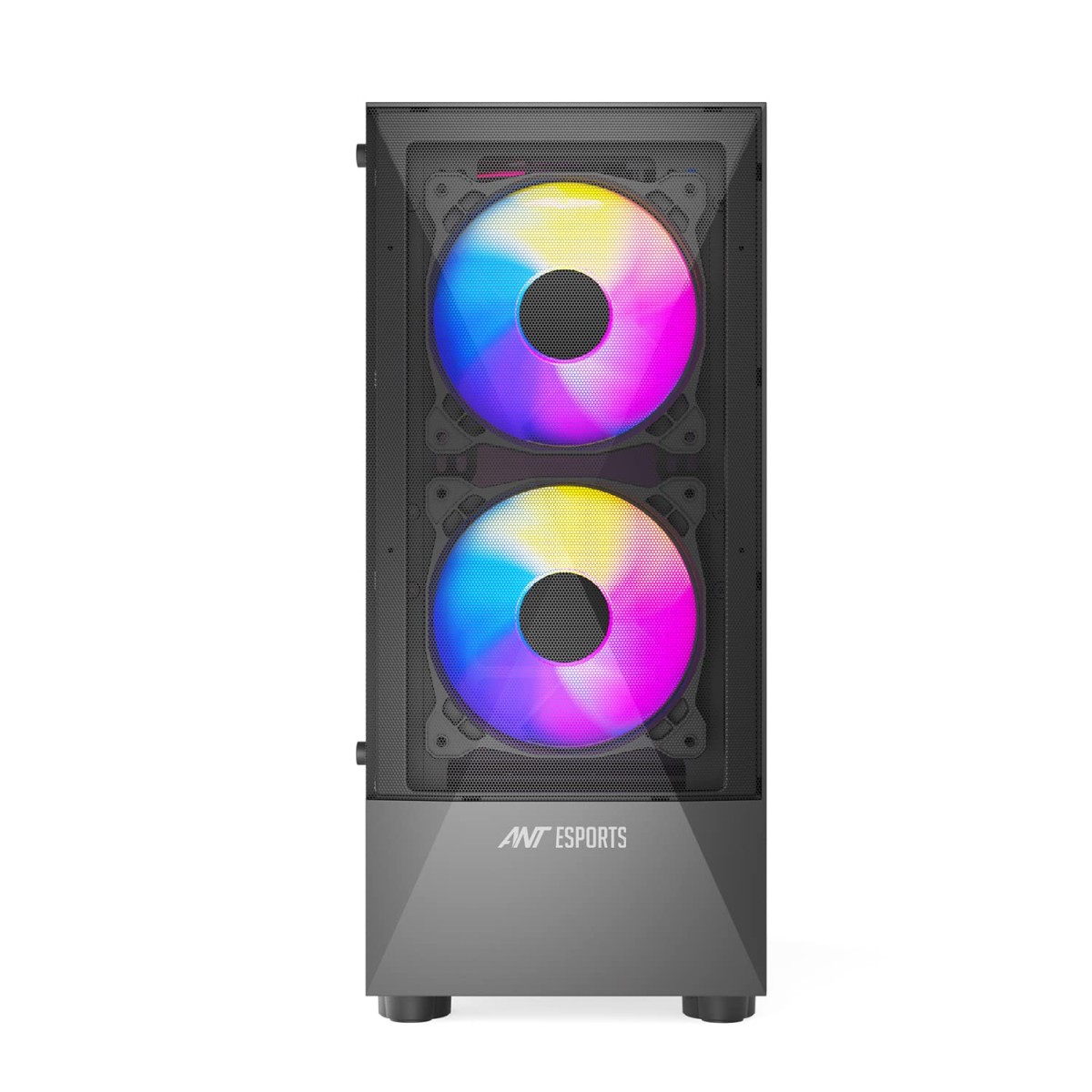 Ant Esports ICE-100 Mid-Tower Computer Case/Gaming Cabinet - Black | Supports ATX, Micro-ATX, Mini-ITX | Pre-Installed 2 x 140mm Front Fans and 1 x 140 mm Rear Fan