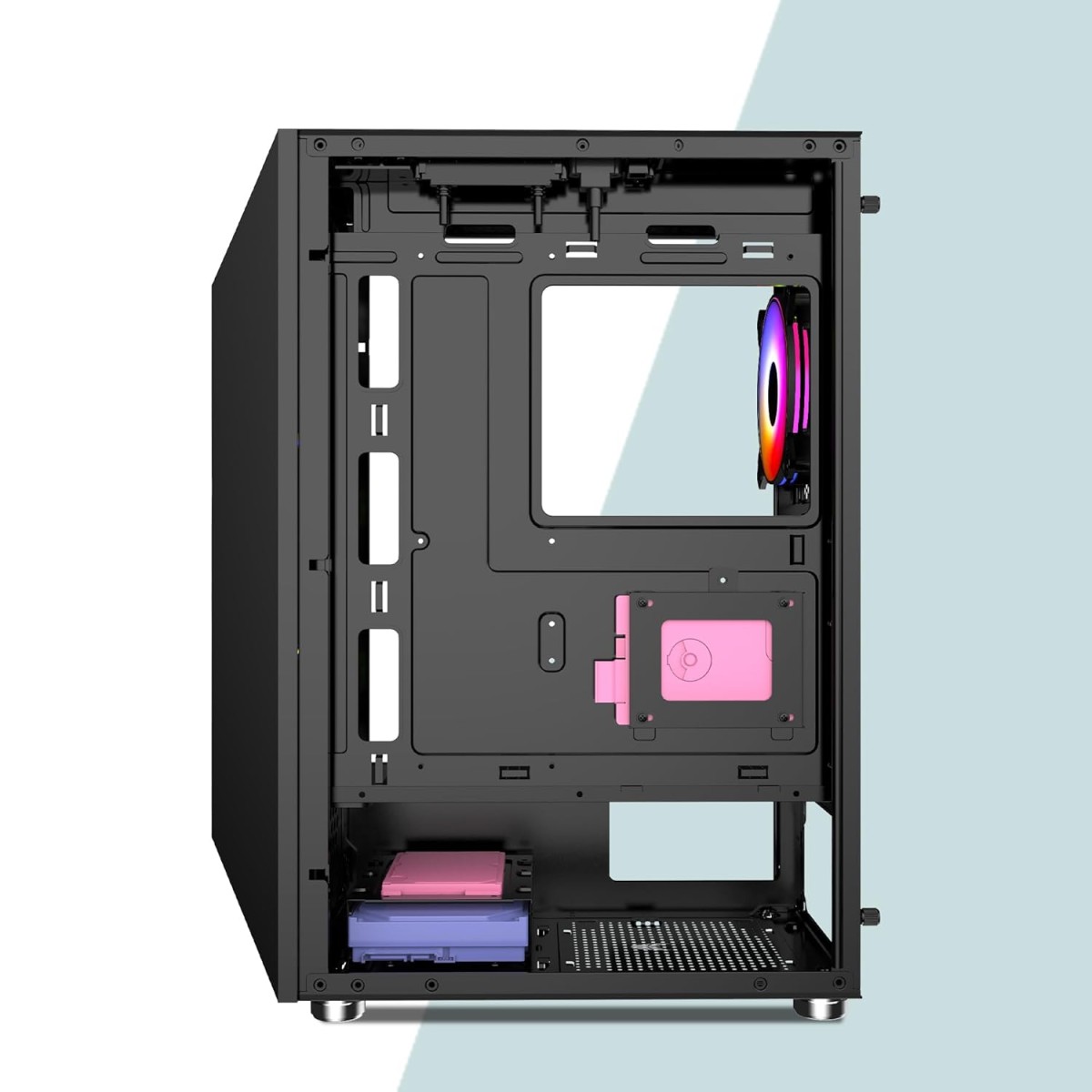 Ant Esports ICE-100 Mid-Tower Computer Case/Gaming Cabinet - Black | Supports ATX, Micro-ATX, Mini-ITX | Pre-Installed 2 x 140mm Front Fans and 1 x 140 mm Rear Fan