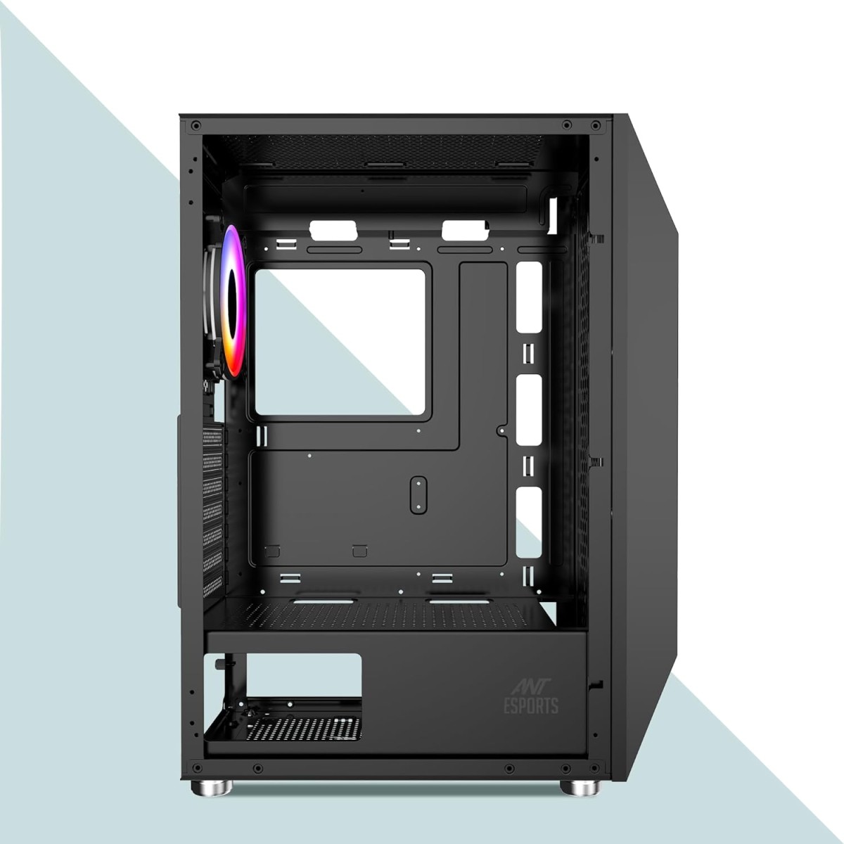 Ant Esports ICE-100 Mid-Tower Computer Case/Gaming Cabinet - Black | Supports ATX, Micro-ATX, Mini-ITX | Pre-Installed 2 x 140mm Front Fans and 1 x 140 mm Rear Fan