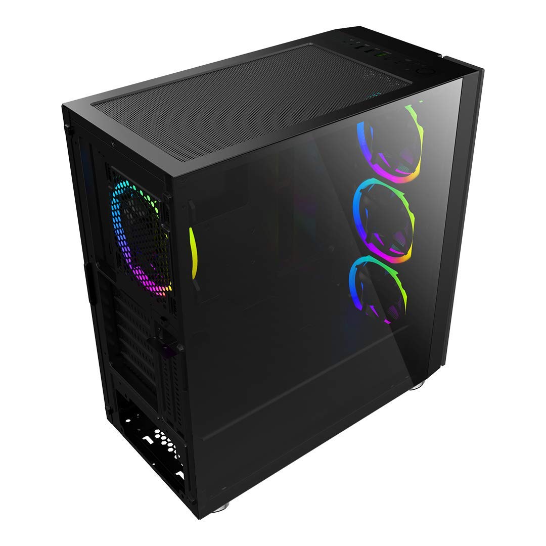 Ant Esports ICE-100 Mid-Tower Computer Case/Gaming Cabinet - Black | Supports ATX, Micro-ATX, Mini-ITX | Pre-Installed 2 x 140mm Front Fans and 1 x 140 mm Rear Fan