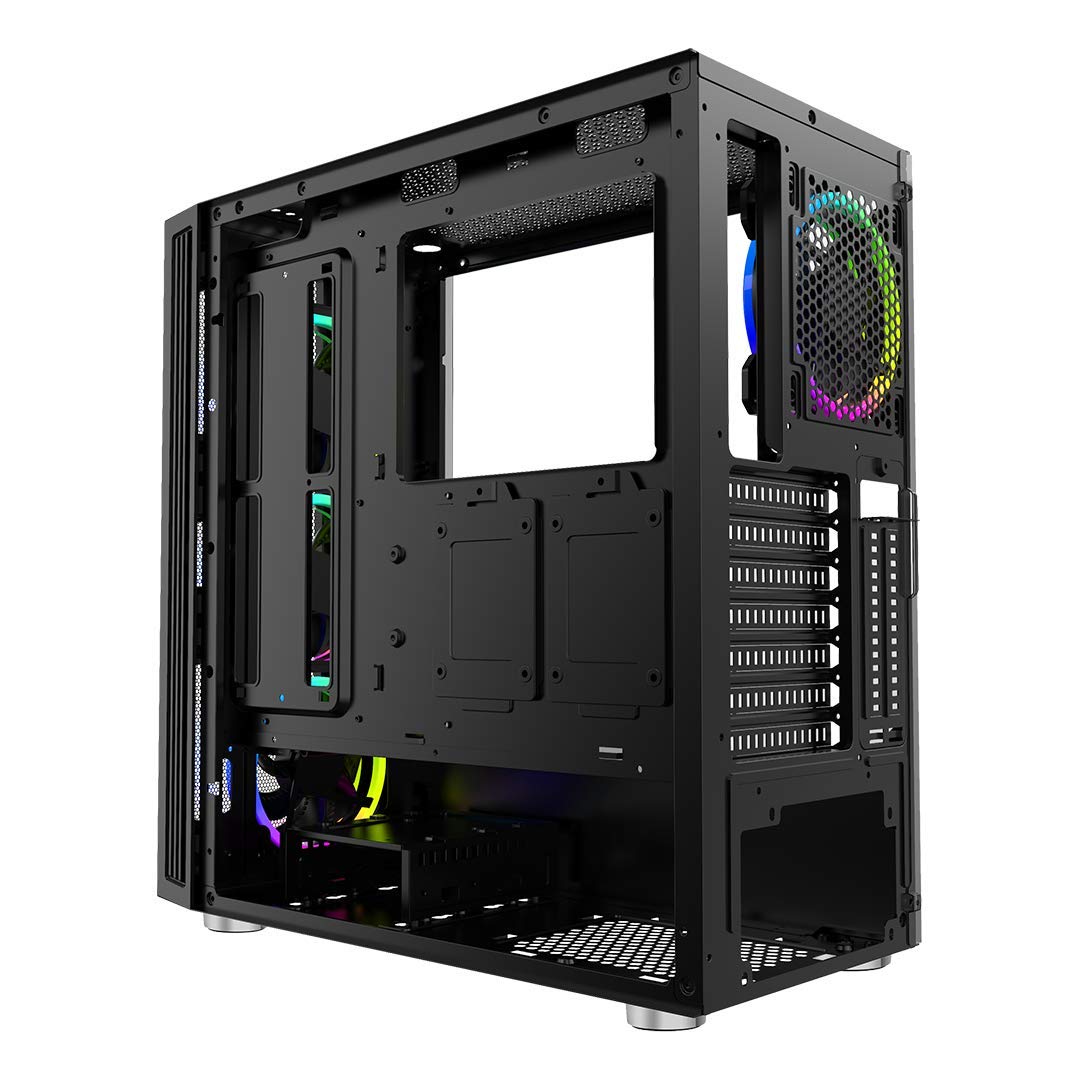 Ant Esports ICE-100 Mid-Tower Computer Case/Gaming Cabinet - Black | Supports ATX, Micro-ATX, Mini-ITX | Pre-Installed 2 x 140mm Front Fans and 1 x 140 mm Rear Fan