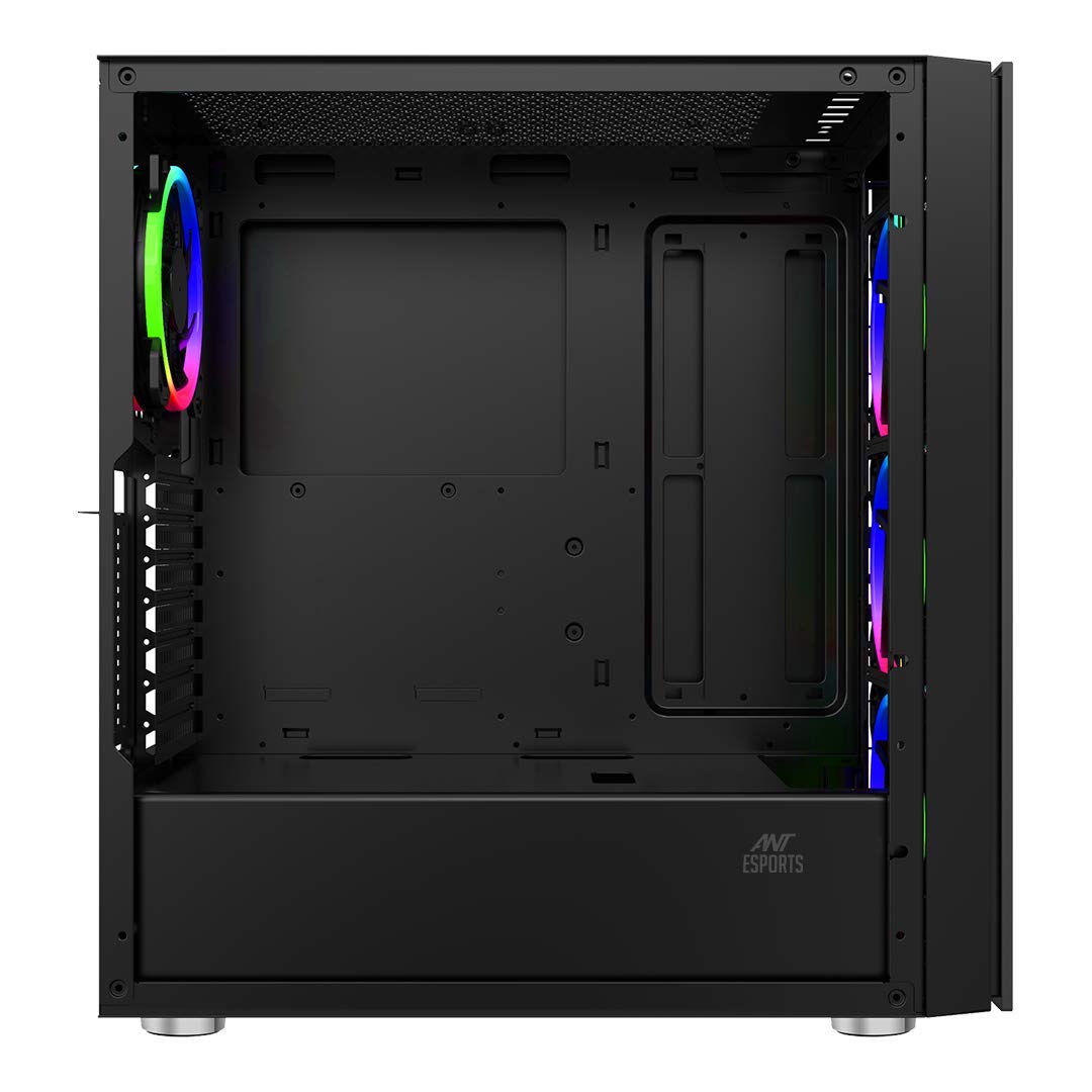 Ant Esports ICE-100 Mid-Tower Computer Case/Gaming Cabinet - Black | Supports ATX, Micro-ATX, Mini-ITX | Pre-Installed 2 x 140mm Front Fans and 1 x 140 mm Rear Fan