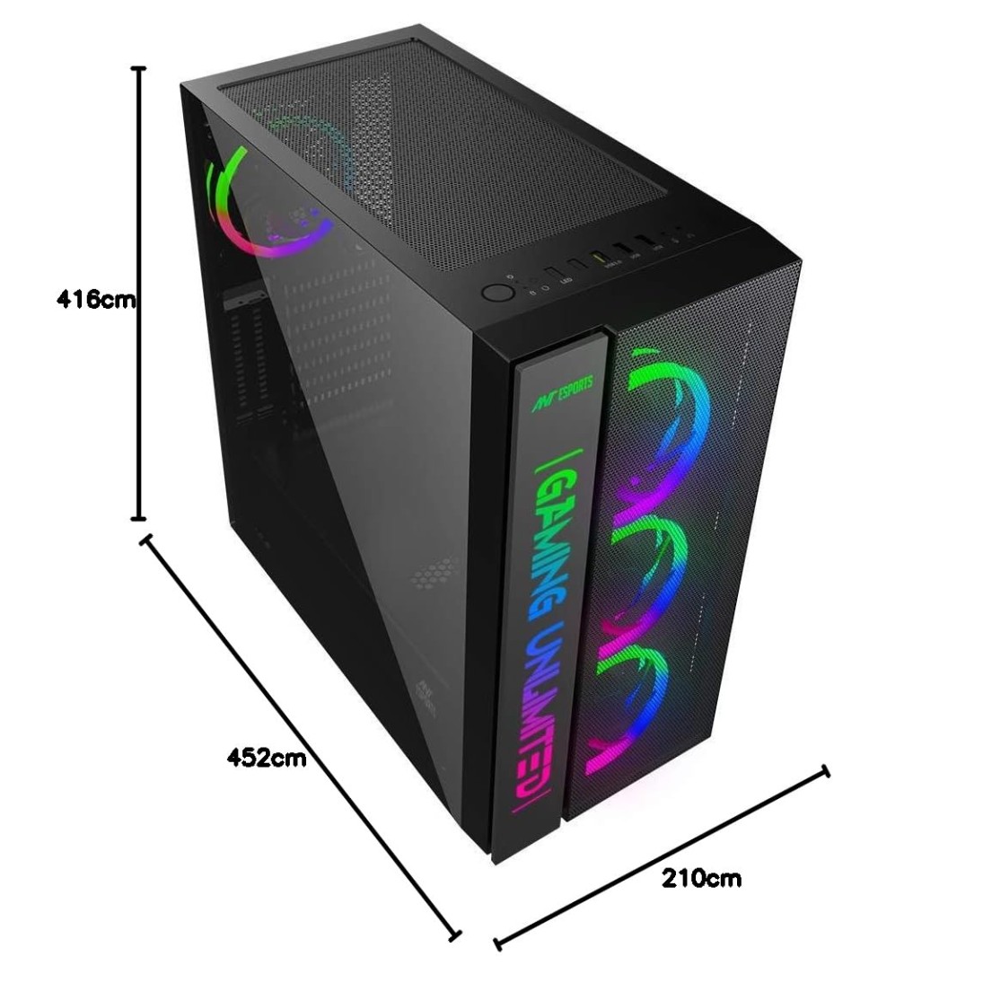 Ant Esports ICE-100 Mid-Tower Computer Case/Gaming Cabinet - Black | Supports ATX, Micro-ATX, Mini-ITX | Pre-Installed 2 x 140mm Front Fans and 1 x 140 mm Rear Fan
