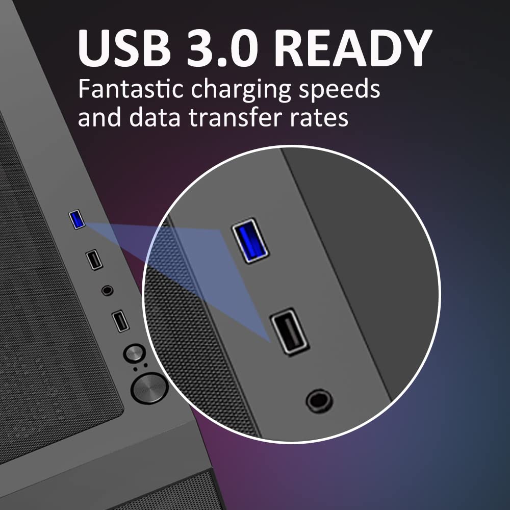 Ant Esports ICE-100 Mid-Tower Computer Case/Gaming Cabinet - Black | Supports ATX, Micro-ATX, Mini-ITX | Pre-Installed 2 x 140mm Front Fans and 1 x 140 mm Rear Fan