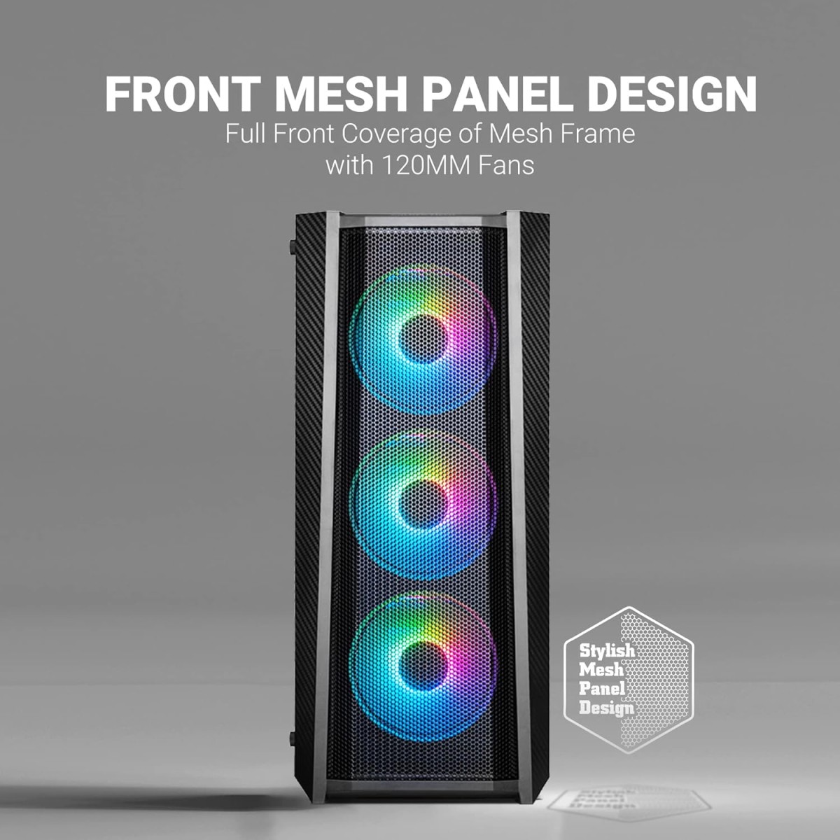 Ant Esports ICE-100 Mid-Tower Computer Case/Gaming Cabinet - Black | Supports ATX, Micro-ATX, Mini-ITX | Pre-Installed 2 x 140mm Front Fans and 1 x 140 mm Rear Fan